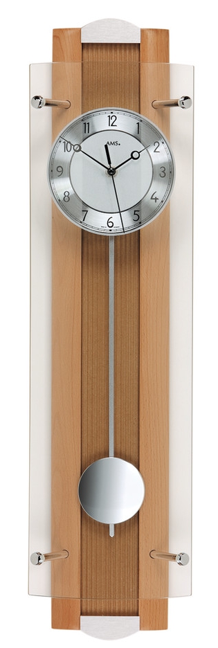 Horloge murale &agrave; balancier en bois de h&ecirc;tre