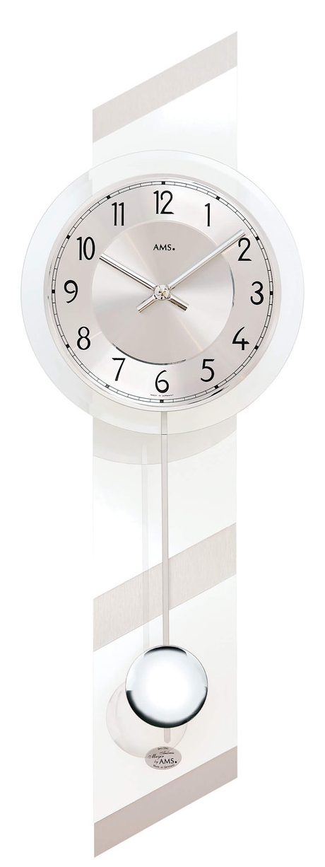 Horloge murale &agrave; balancier moderne en bois brillant et aluminium