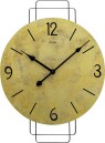 Horloge murale ronde en bois dor&eacute; support m&eacute;tal