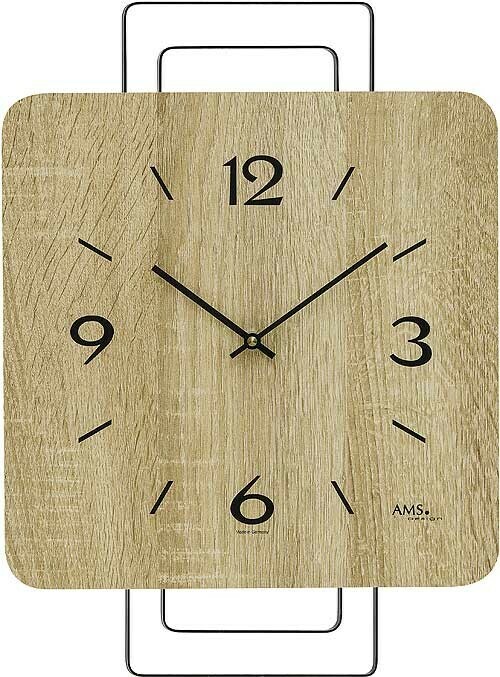 Horloge murale carr&eacute;e en bois de Sonoma support m&eacute;tal