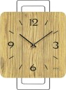 Horloge murale carr&eacute;e en bois de ch&ecirc;ne support m&eacute;tal