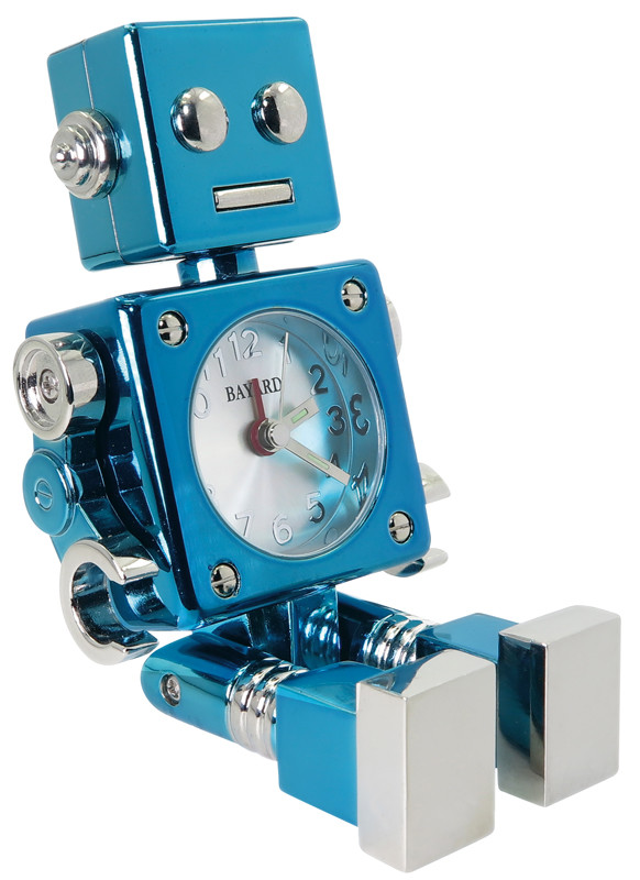 Réveil enfant robot bleu en métal Bayard