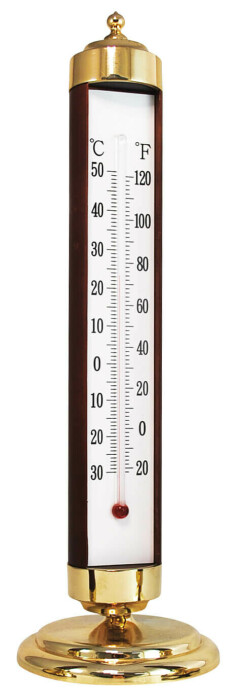 Baromètre thermomètre octogonal bois finition merisier
