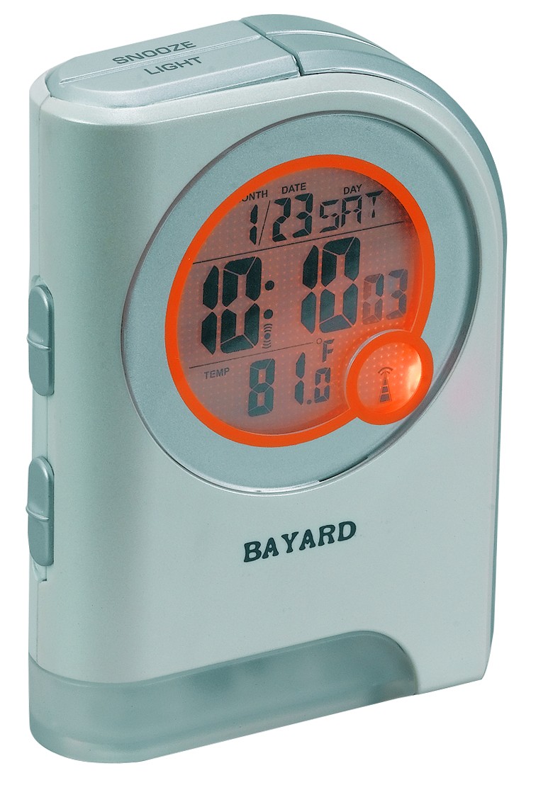 Réveil carré radio-piloté avec température Bayard argenté
