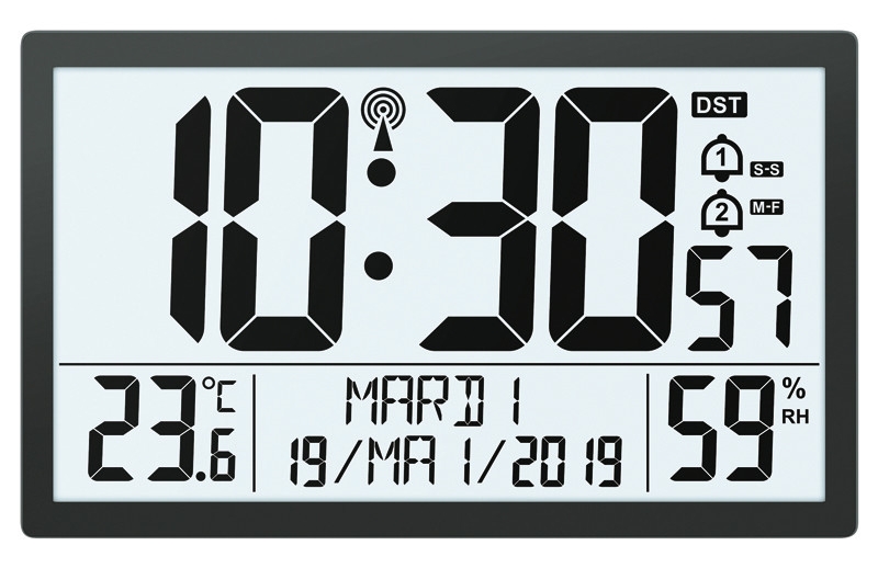Horloge analogique radio-pilotée blanche