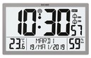 Horloge murale digitale radio pilot&eacute;e grise avec calendrier en fran&ccedil;ais