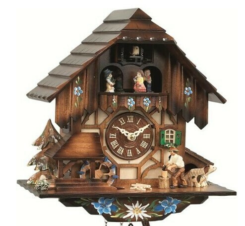 Horloge coucou à mélodie chalet danseurs en bois 30 cm_zoom