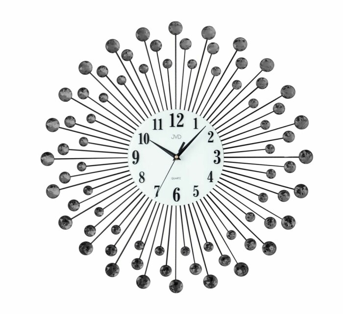 Horloge murale en métal Soleil et brillants gris