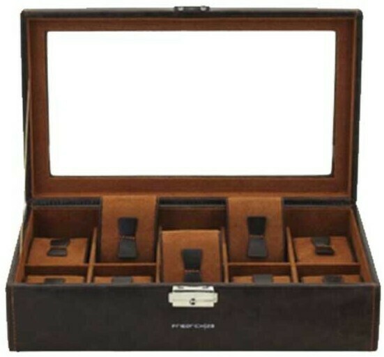 Coffret de montres en simili cuir marron 10 places