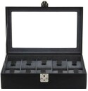 Coffret de montres en cuir noir 10 places