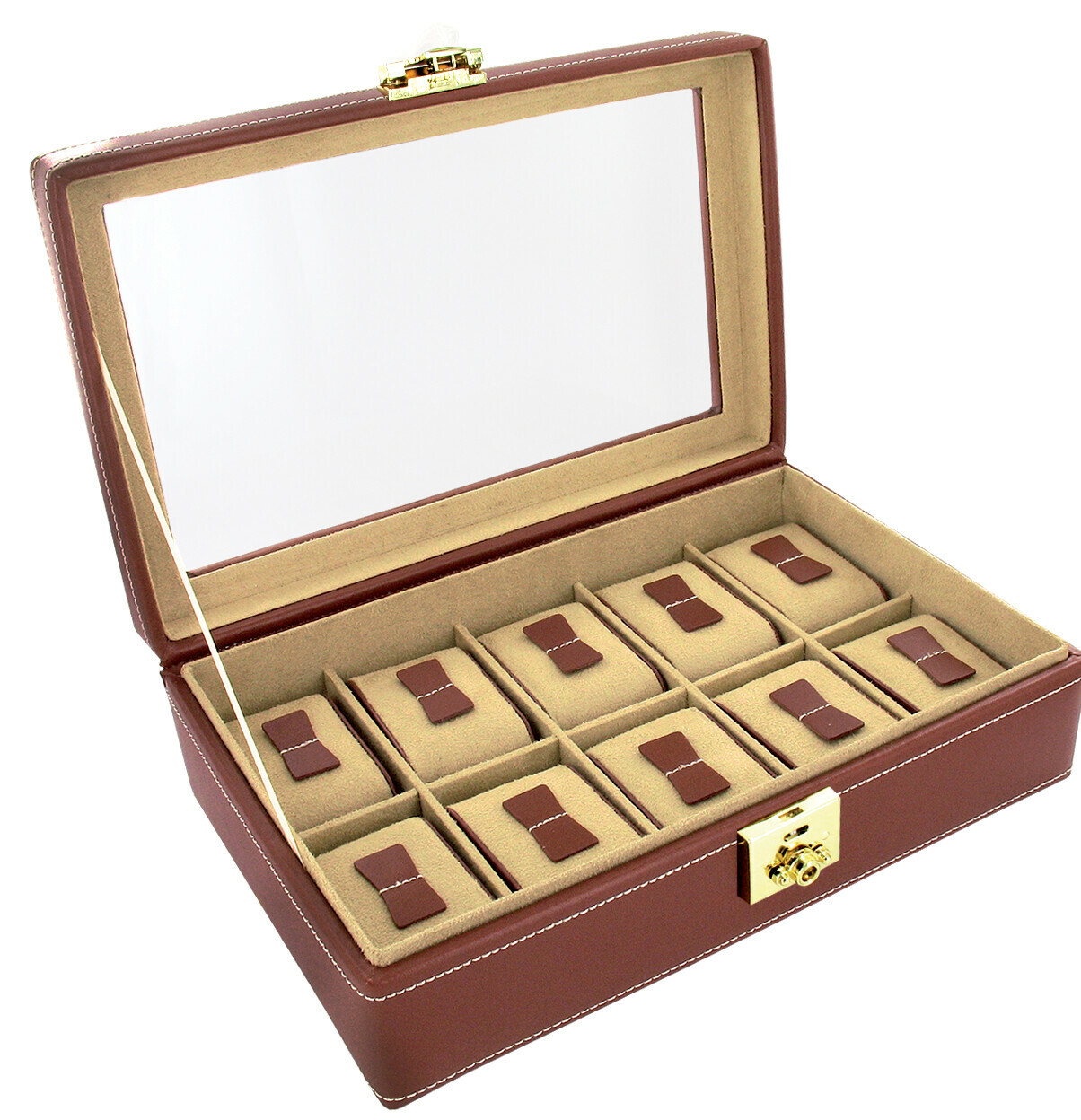 Coffret de montres en cuir marron 10 places