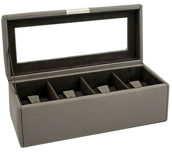 Coffret de montres en simili cuir gris 4 places