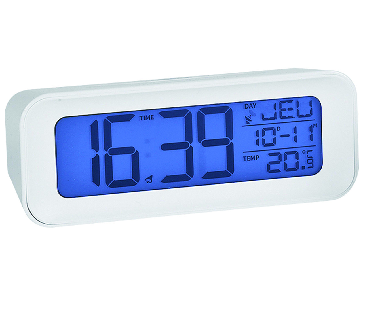 Reveil Numerique Reveil Digital 13CM Radio Pilote Ecran LCD Retroeclairage  Bleu - Grands Chiffres - Fonction Snooze - Temperature - Reveil a Piles