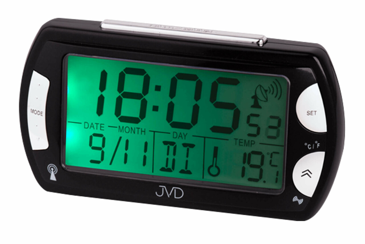 Réveil digital blanc radio-piloté éclairage bleu avec jour, date et  température