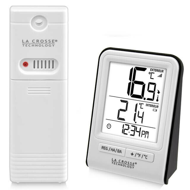 Horloge météo intérieure/extérieure sans fil avec thermomètre, ba