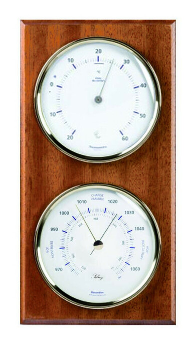 Baromètre thermomètre en bois de merisier