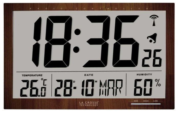 Horloge digitale radio-pilotée ROUGE avec température - Ping City