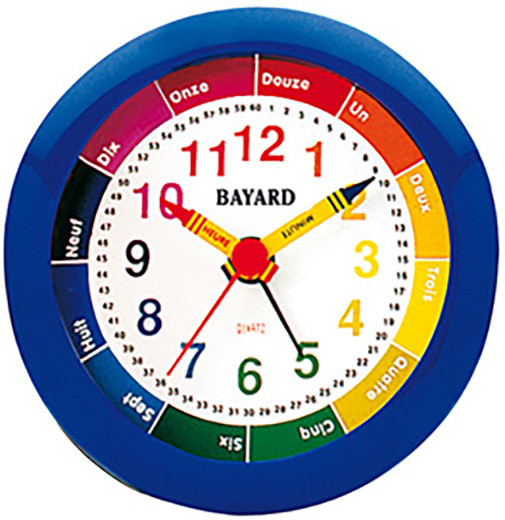 Réveil éducatif bleu pour enfants chiffres colorés Bayard