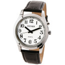 Montre parlante boitier m&eacute;tal bracelet cuir noir