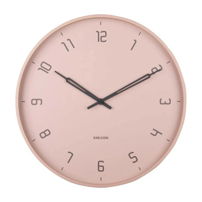 Pendule murale silencieuse ronde rose poudré Ø 40 cm