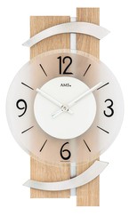 Pendule design en bois clair et aluminium